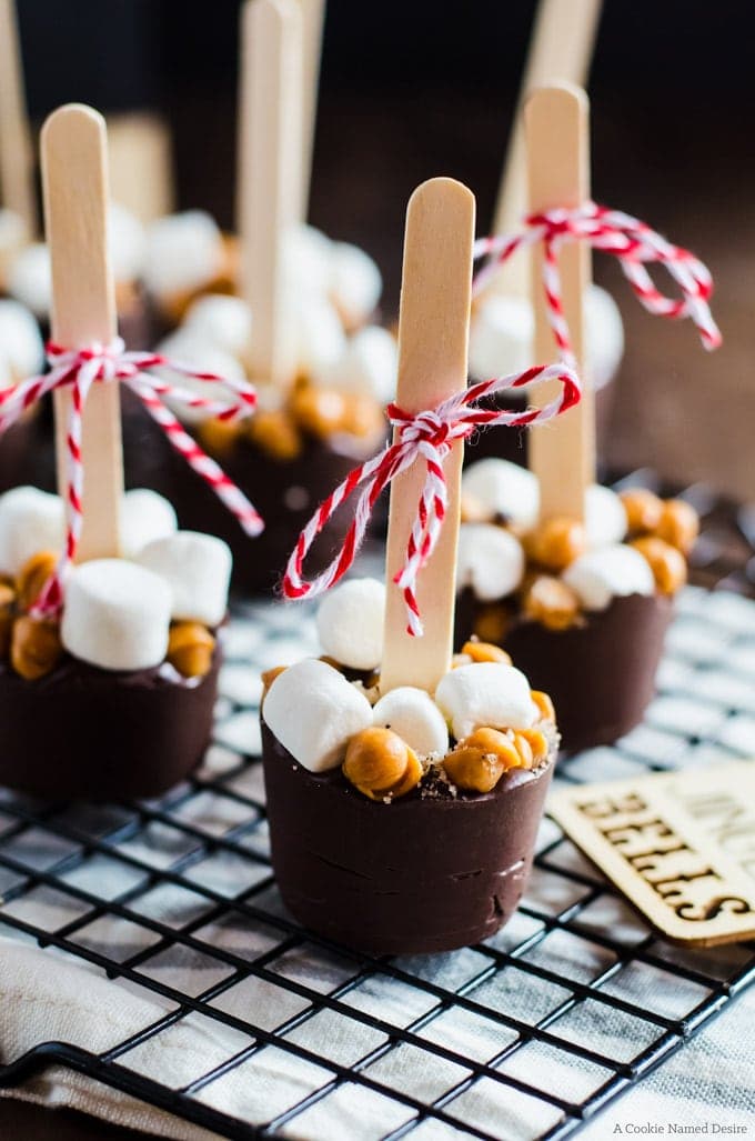 Mocha Salted Caramel Hot Chocolate On a Stick A Cookie