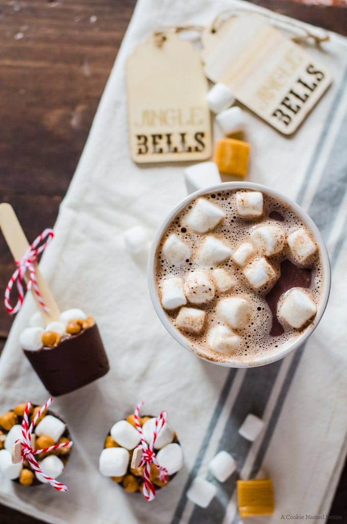 Mocha salted caramel hot chocolate on a stick - a great last minute gift for anyone this holiday! 