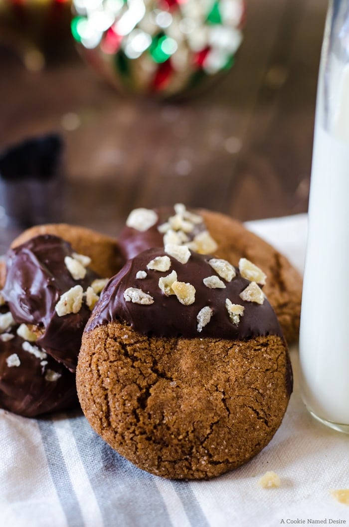 Soft, chewy triple ginger spice cookies