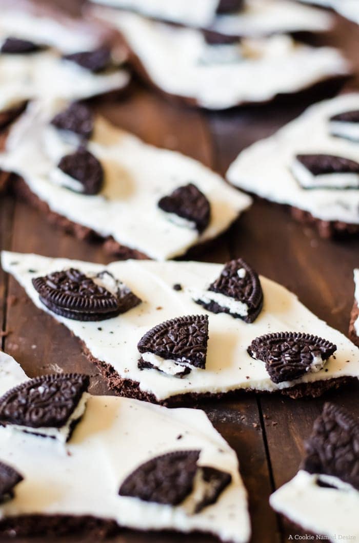 A simple cookies and cream brownie bark. 