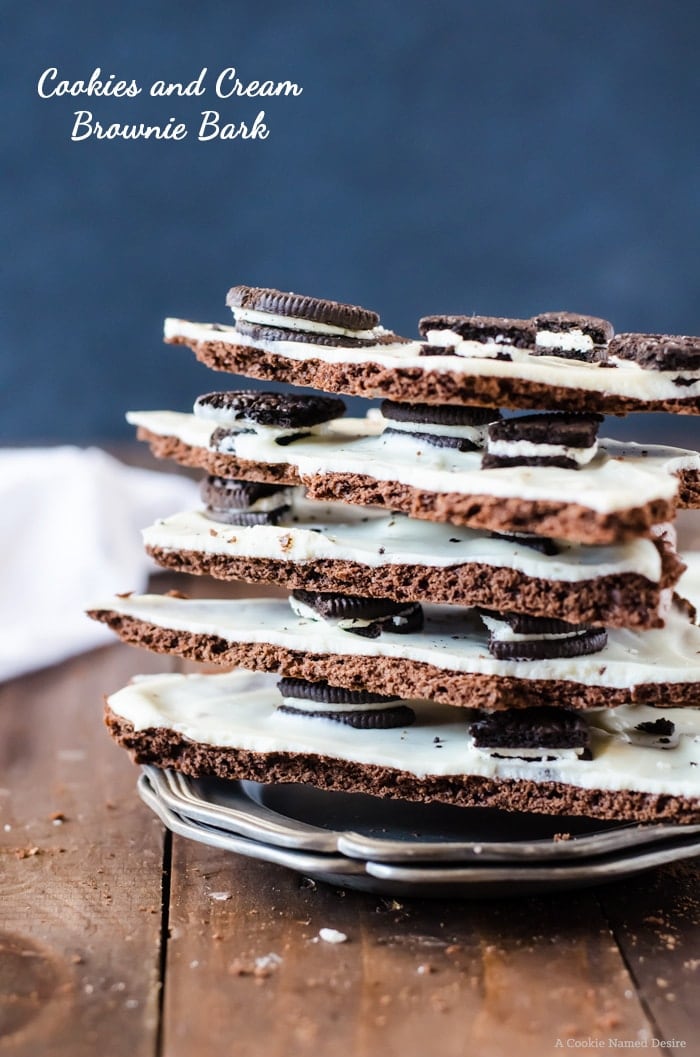 Cookies and cream brownie bark