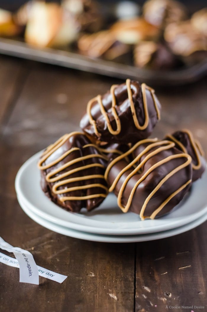 Chocolate peanut butter homemade fortune cookies. These delicious little cookies are a cinch to make and so much fun to eat. Perfect for Chinese New Year! 