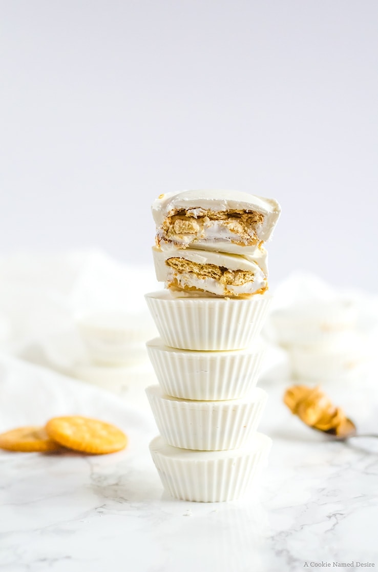 Ritz and marshmallow fluff peanut butter cups. This deliciously simple candy will be your new obsesseion