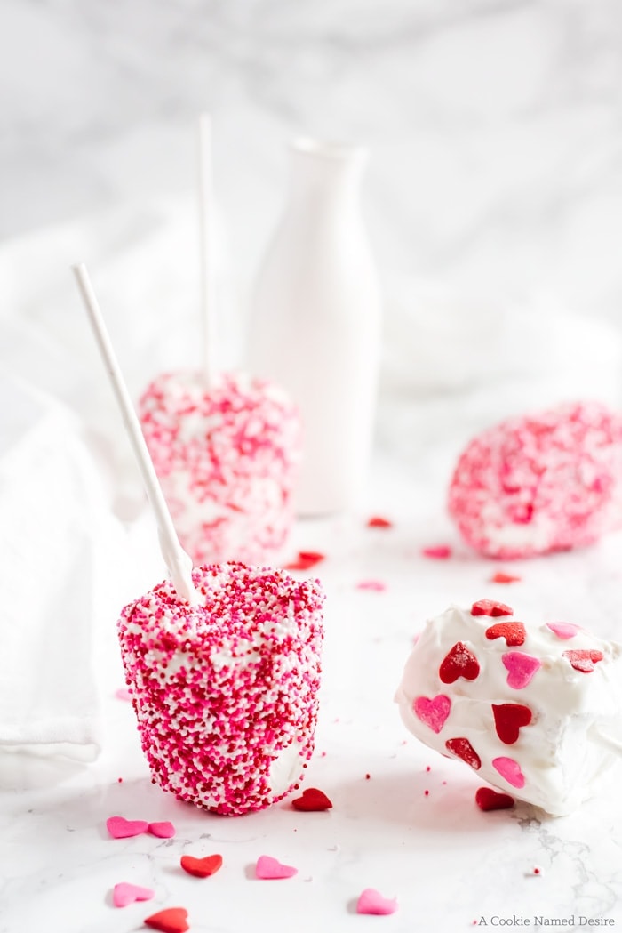 Homemade marshmallows dipped in chocolate and covered in sprinkles. The perfect treat for your kids 