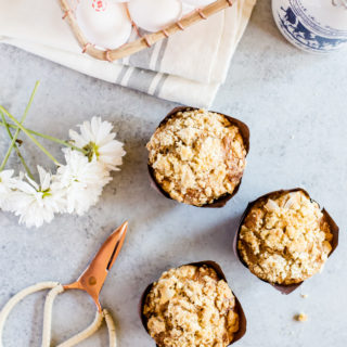 Light and fluffy carrot cake muffins with crumb topping. These muffins have the perfect blend of sweetness, spice, and lots of crumb topping.