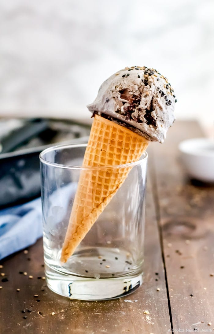 Black Sesame Ice Cream with Chocolate Shards | A Cookie Named Desire