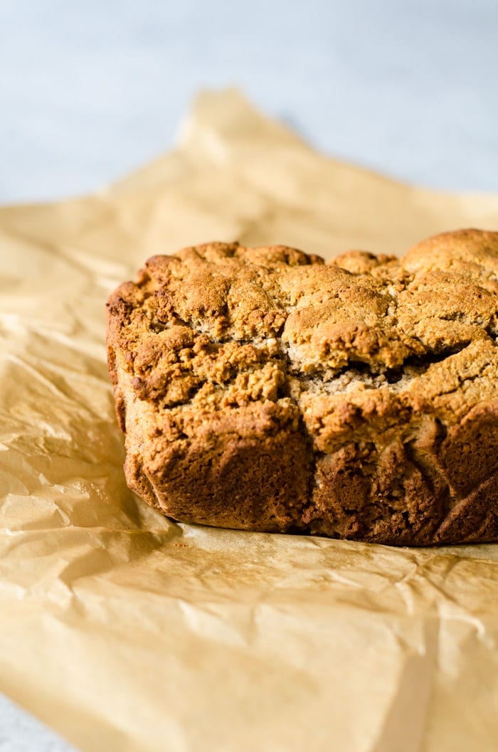 A dense coconut cinnamon bread made with different types of coconut and a hint of cinnamon. 