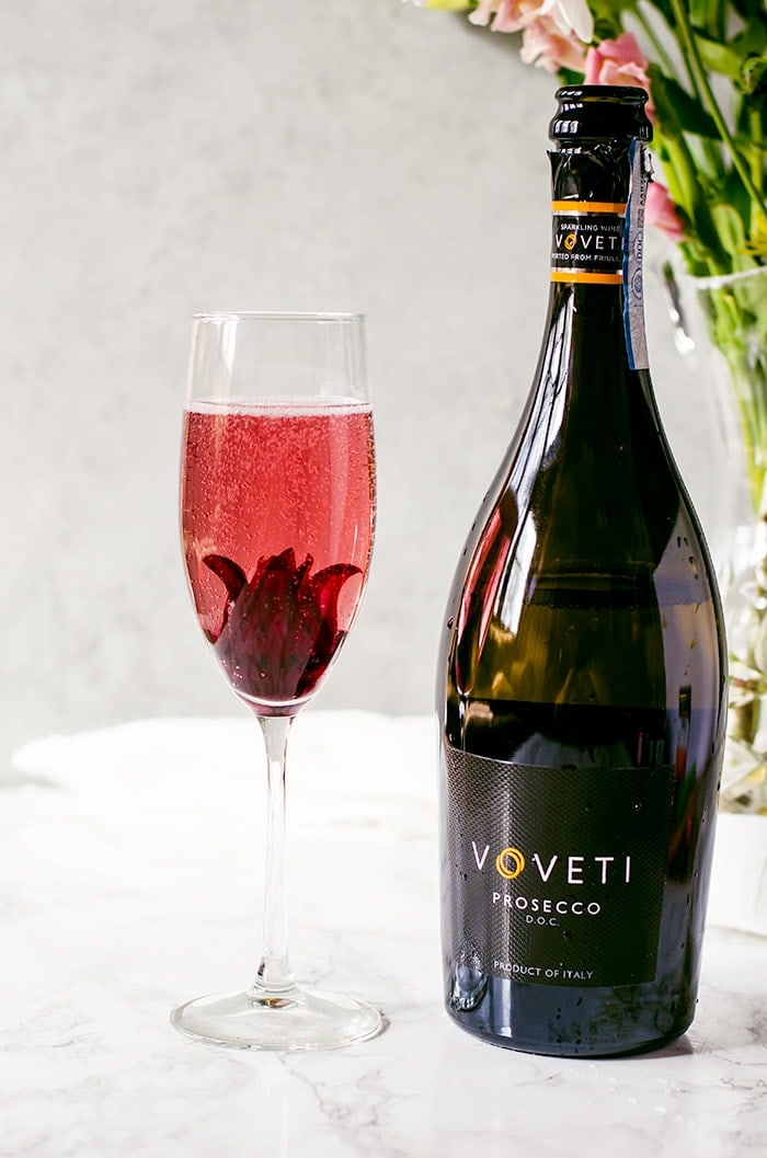 This hibiscus rose prosecco is an elegantly simple and visually stunning cocktail your guests will love. The delicate flavors and gorgeous hue embody everything wonderful about spring.