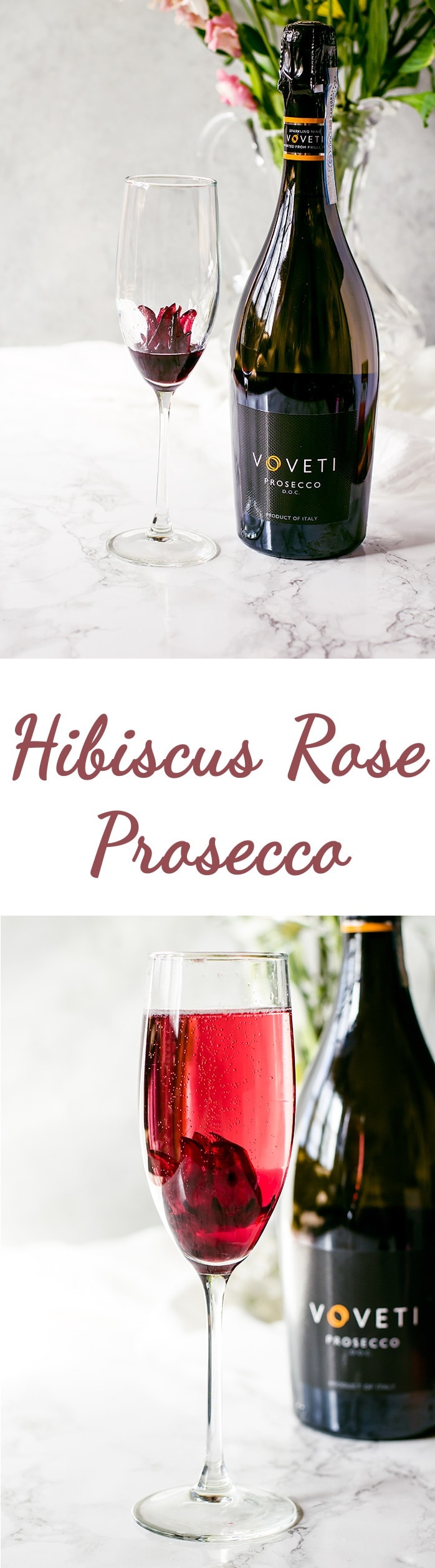 This hibiscus rose prosecco is an elegantly simple and visually stunning cocktail your guests will love. The delicate flavors and gorgeous hue embody everything wonderful about spring.
