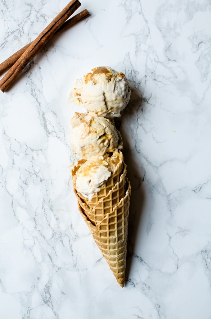 I am obsessed with this horchata ice cream. It has all the flavors of horchata plus that dulce de leche swirl is so addictive