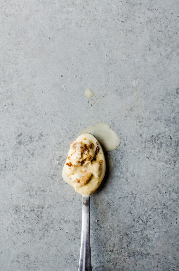 Prepare to fall in love with this maple ice cream with bourbon and bacon toffee