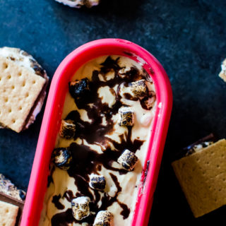 Velvety graham cracker ice cream with swirls of chocolate and roasted marshmallows. This s'mores ice cream will be the best thing you do all week.