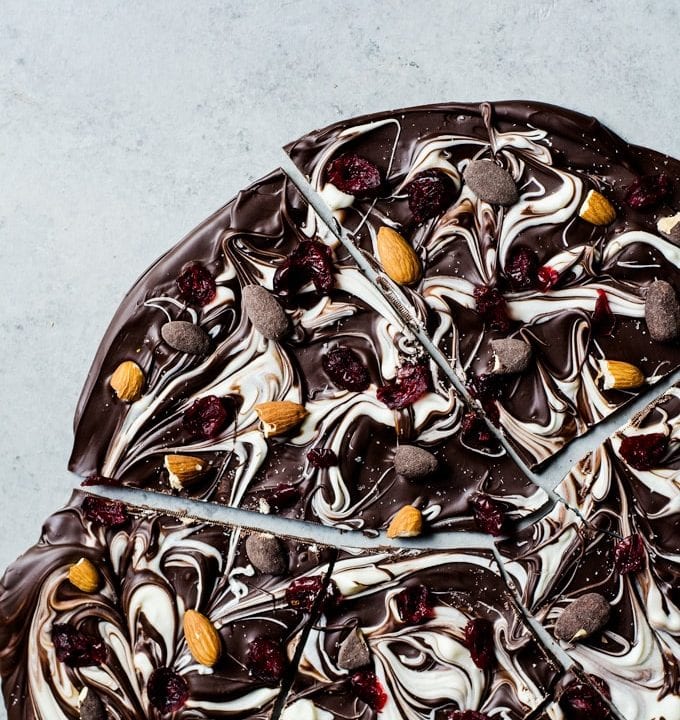 A salty sweet chocolate almond bark perfect for a quick treat when you don't have time to make anything