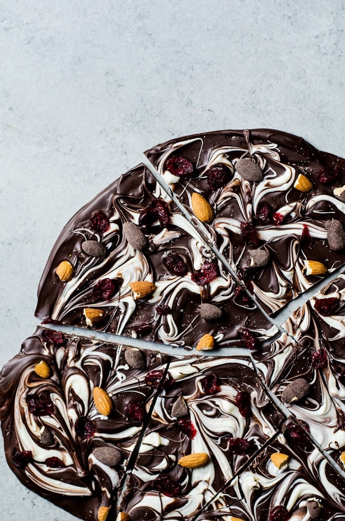 A salty sweet chocolate almond bark perfect for a quick treat when you don't have time to make anything