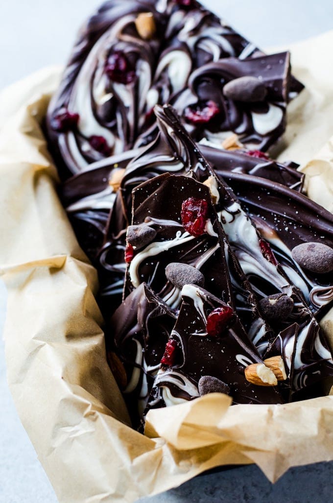 Salty sweet chocolate almond bark. The best way to truly indulge and also stay on track with your goals