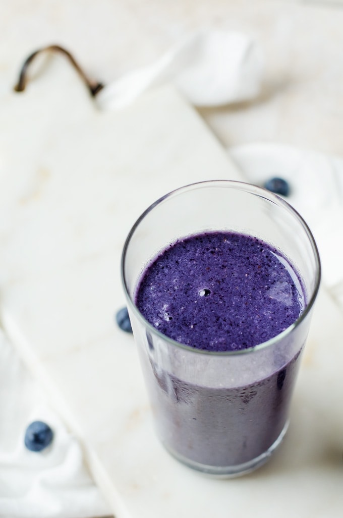 This beautifully vibrant blueberry pie smoothie is a delicious way to fuel your day