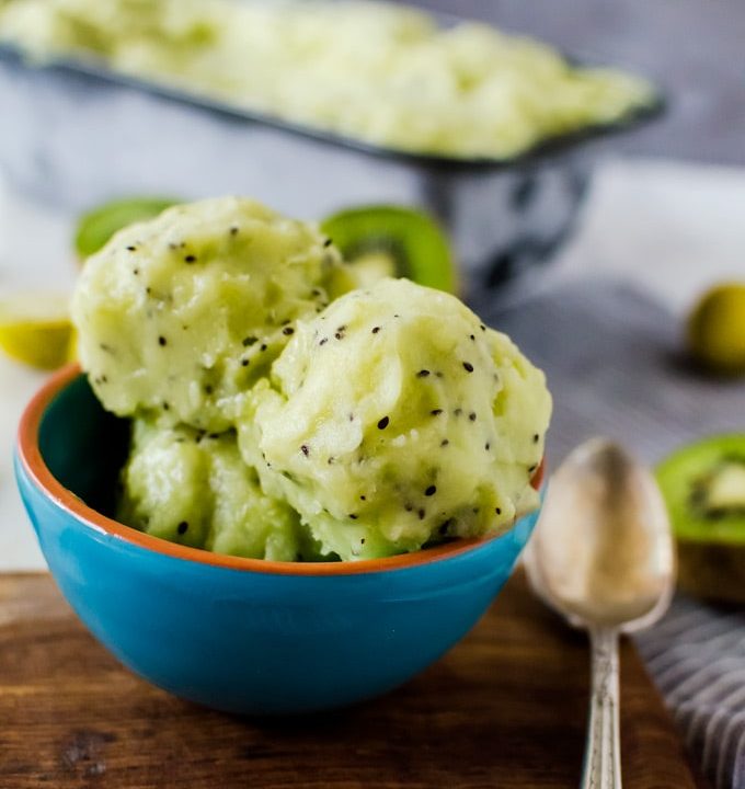 A tangy kiwi sorbet with notes of key lime and coconut for the ultimate tropical summer dessert