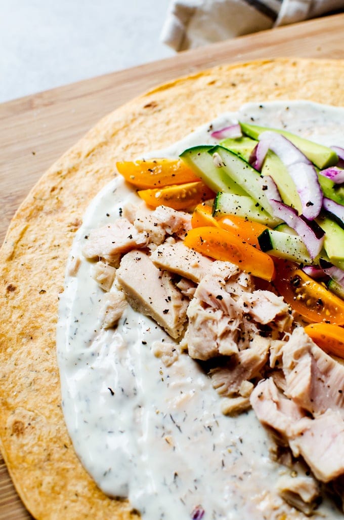 It's so easy to make these mouthwatering, kid-approved Greek tuna wraps