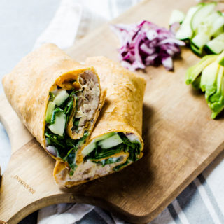 A tasty Greek tuna wrap that makes an incredibly easy and healthy lunch - kid approved!