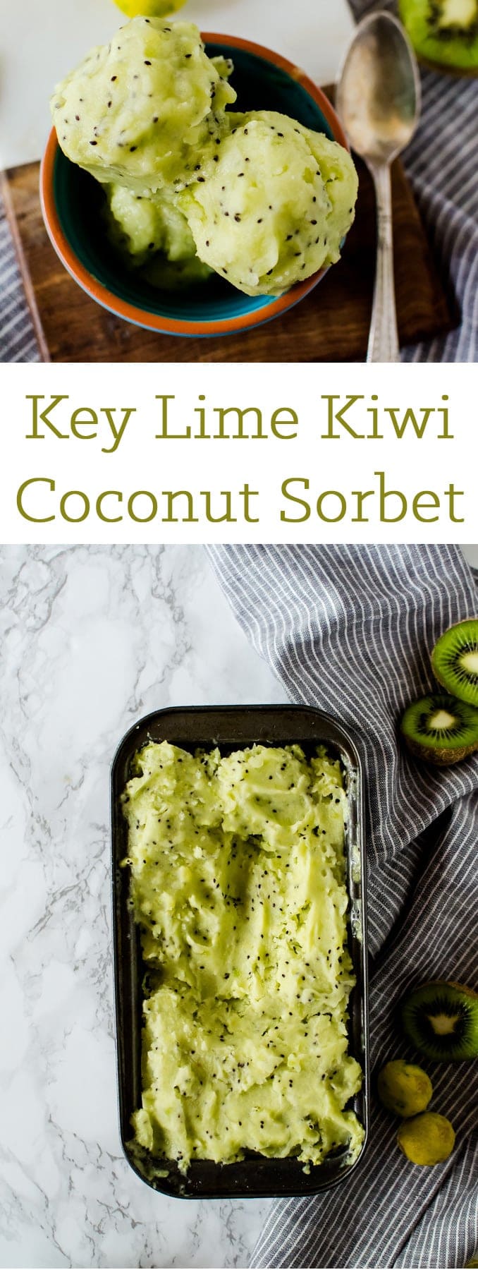 This tropical kiwi sorbet is infused with key lime and coconut for an incredible summer dessert you will not be able to put down.