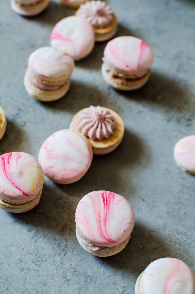 Vanilla Bean Macarons with Passion Tea Buttercream