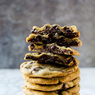 Get the best of both worlds with brownie stuffed chocolate chip cookies