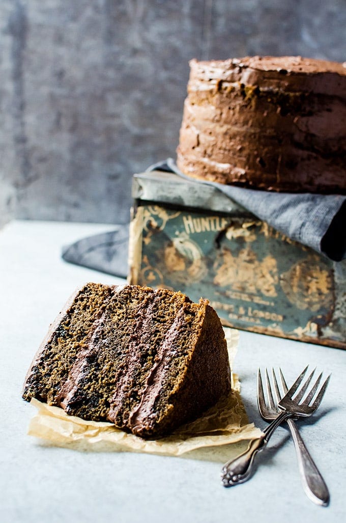 Coffee flavored cake with whipped mocha ganache