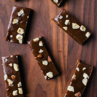 Incredible maple caramel candies with chopped hazelnuts