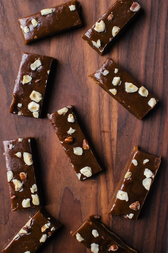 Incredible maple caramel candies with chopped hazelnuts