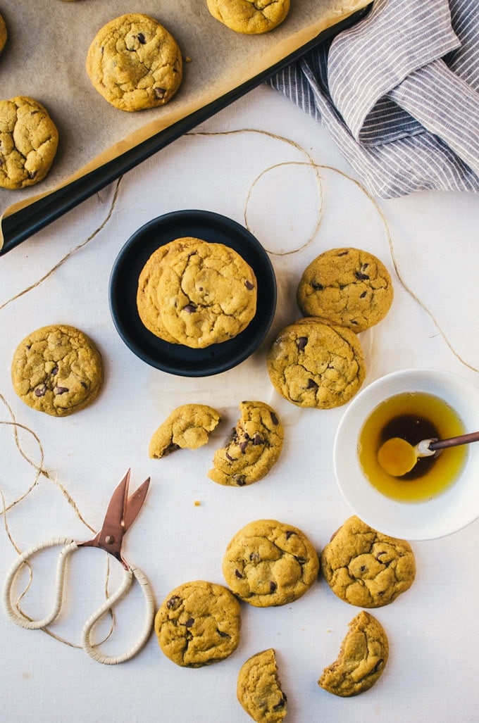 There is nothing like a warm, chewy brown butter pumpkin chocolate chip cookie with crisp buttery edges to make your day better