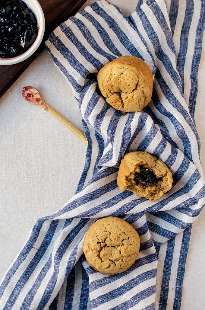 Light and fluffy peanut butter and jelly muffins