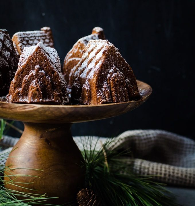 Gingerbread bundt cake with brandy soaked figs. The perfect winter dessert
