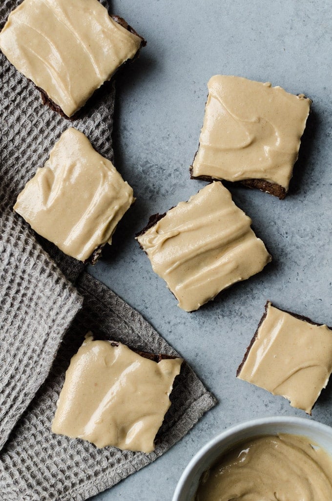 There is nothing better than chocolaty brownies with tahini frosting
