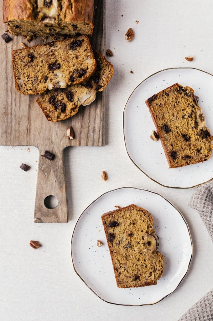 A moist,  healthy banana bread that is full of flavor. No one will ever realize that this bread is refined sugar free 