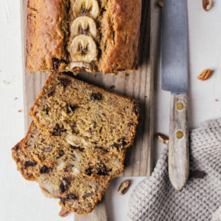 A healthy banana bread that is refined sugar free and made with whole wheat.