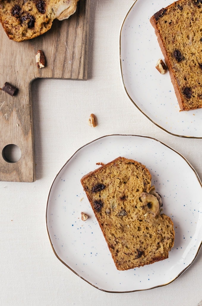 slice of bread on white plate close up