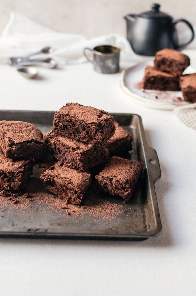 These homemade chewy brownies are so much better than out of the box. I always make a double batch