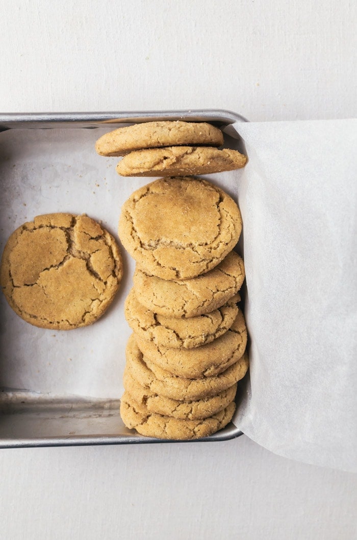 cookies resting in baking pan lined with parchment paper