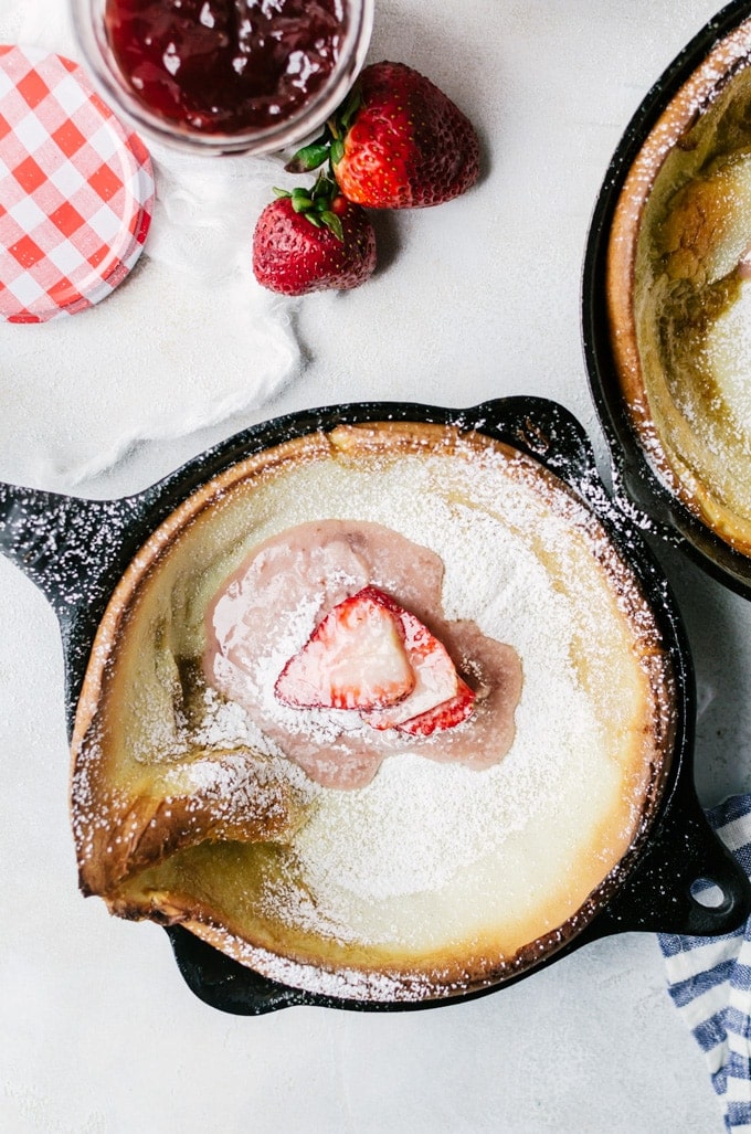 single serving strawberry dutch baby with mascarpone