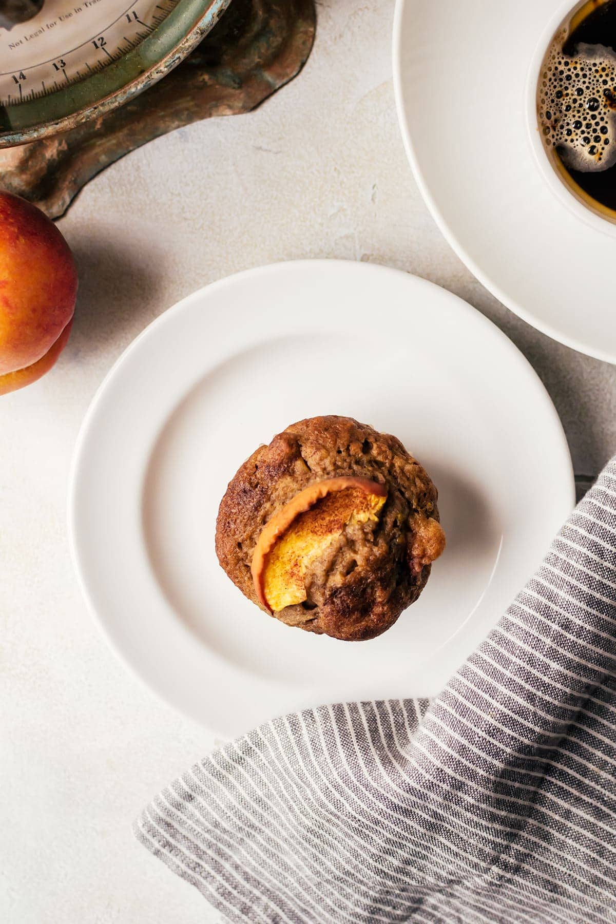 These cinnamon peach muffins are an easy treat that tastes just like peach cobbler