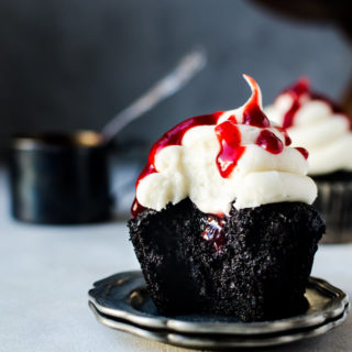 Nothing beats black velvet cupcakes with raspberry jam for Halloween