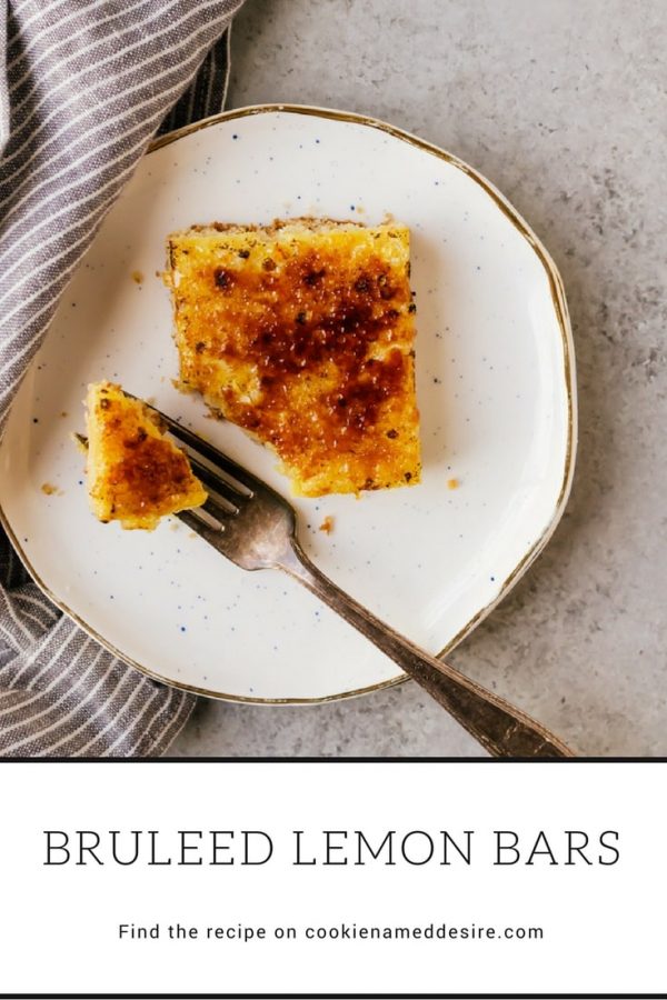 Sweet and zesty lemon bars topped with a crisp brulee