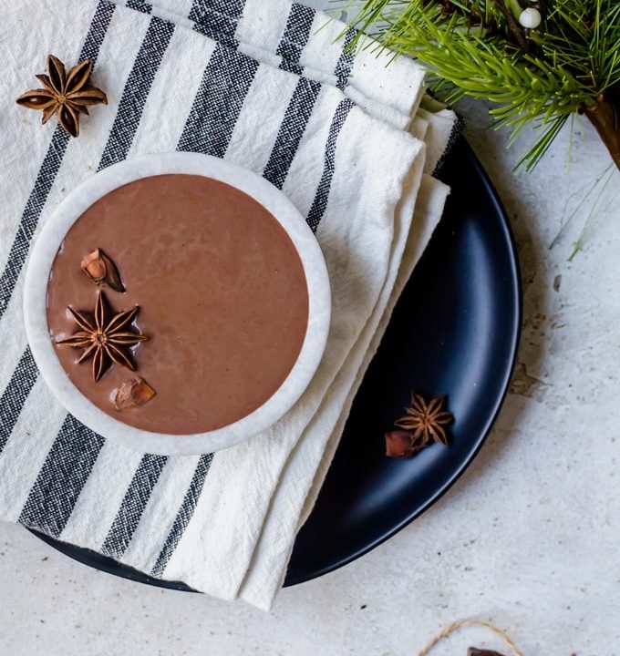 Cozy up with a warmly spiced chai hot chocolate this winter #chai #chocolate