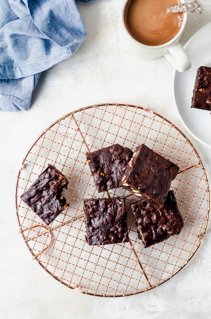 coffee brownies on wire rack