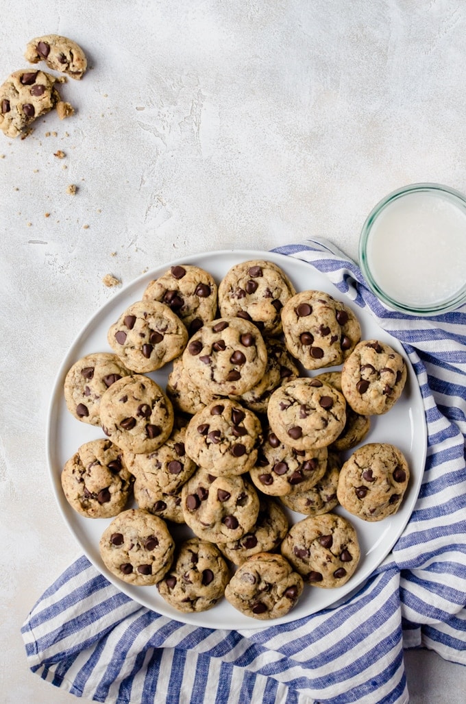 plate filled with coffee chocolate chip cookies