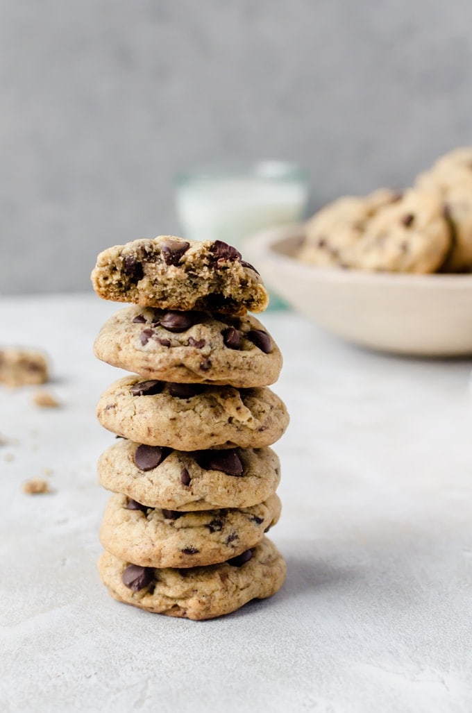 Stack of coffee chocolate chip cookies