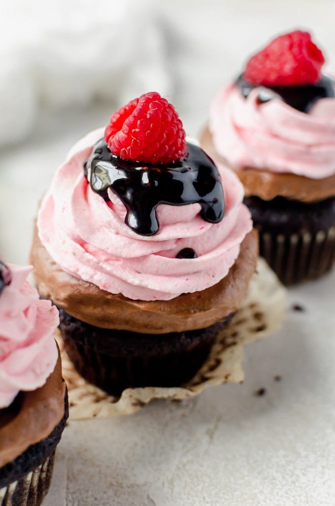 Close up of frosting for nutella chocolate cupcakes