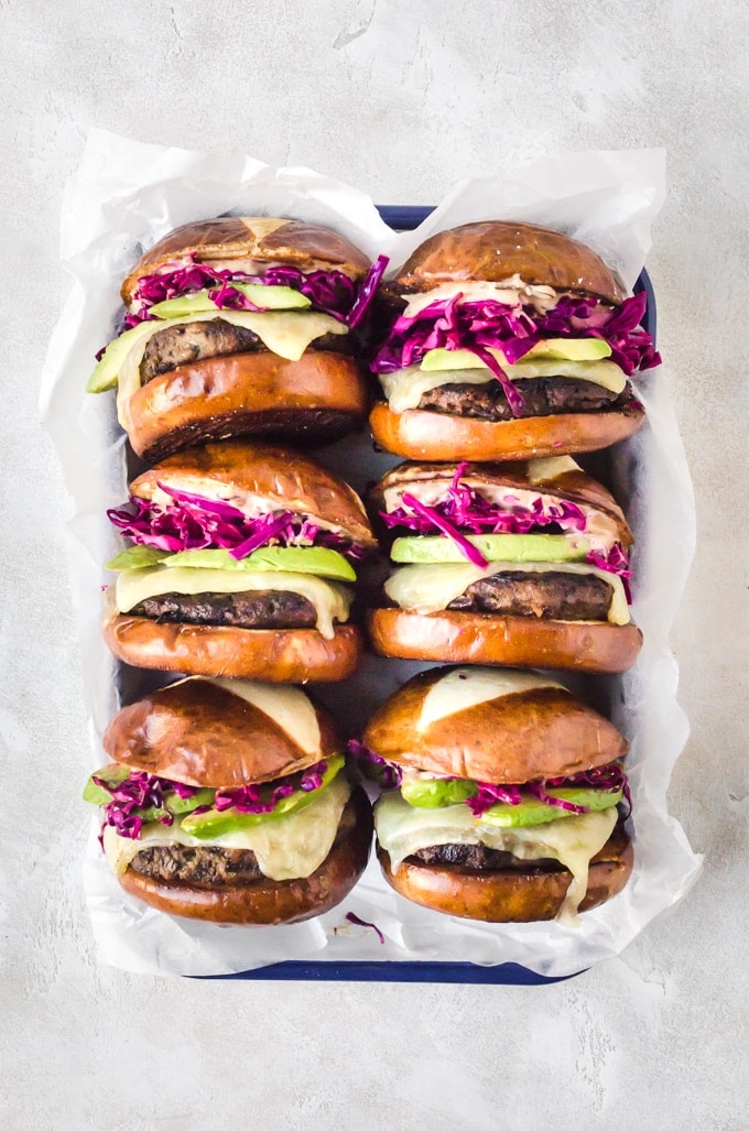 A tray full of juicy turkey burgers