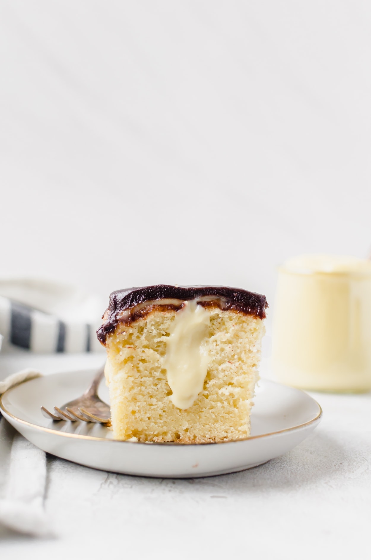 Boston cream pie poke cake. This simple dessert is a family favorite