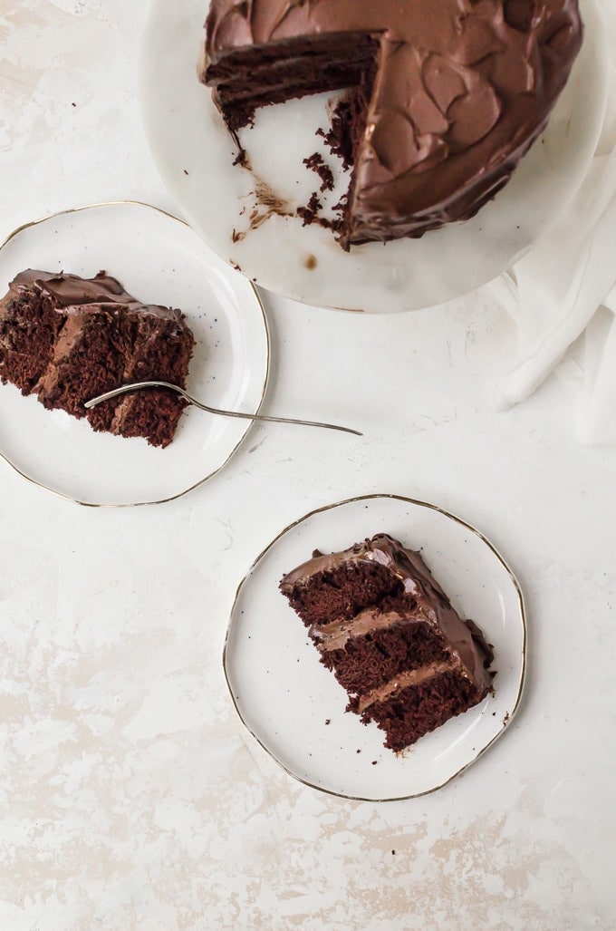 old fashioned chocolate cake slices